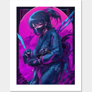 Neon ninja girl Posters and Art